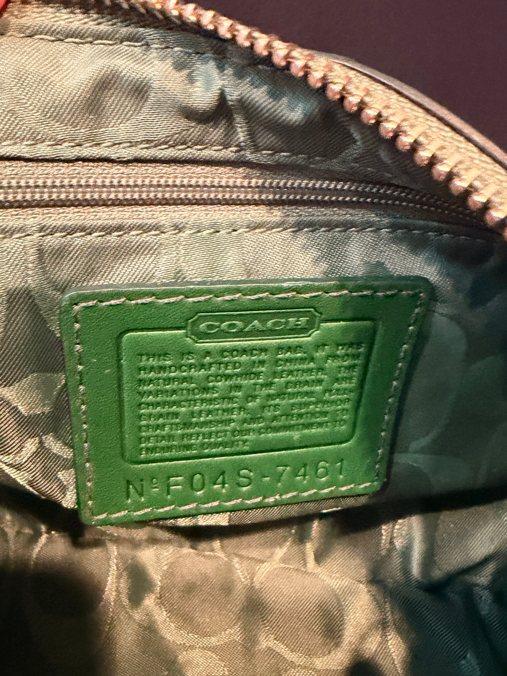 COACH 2004 Kelly Green Hamptons Soho Leather Demi Baguette *Rare
