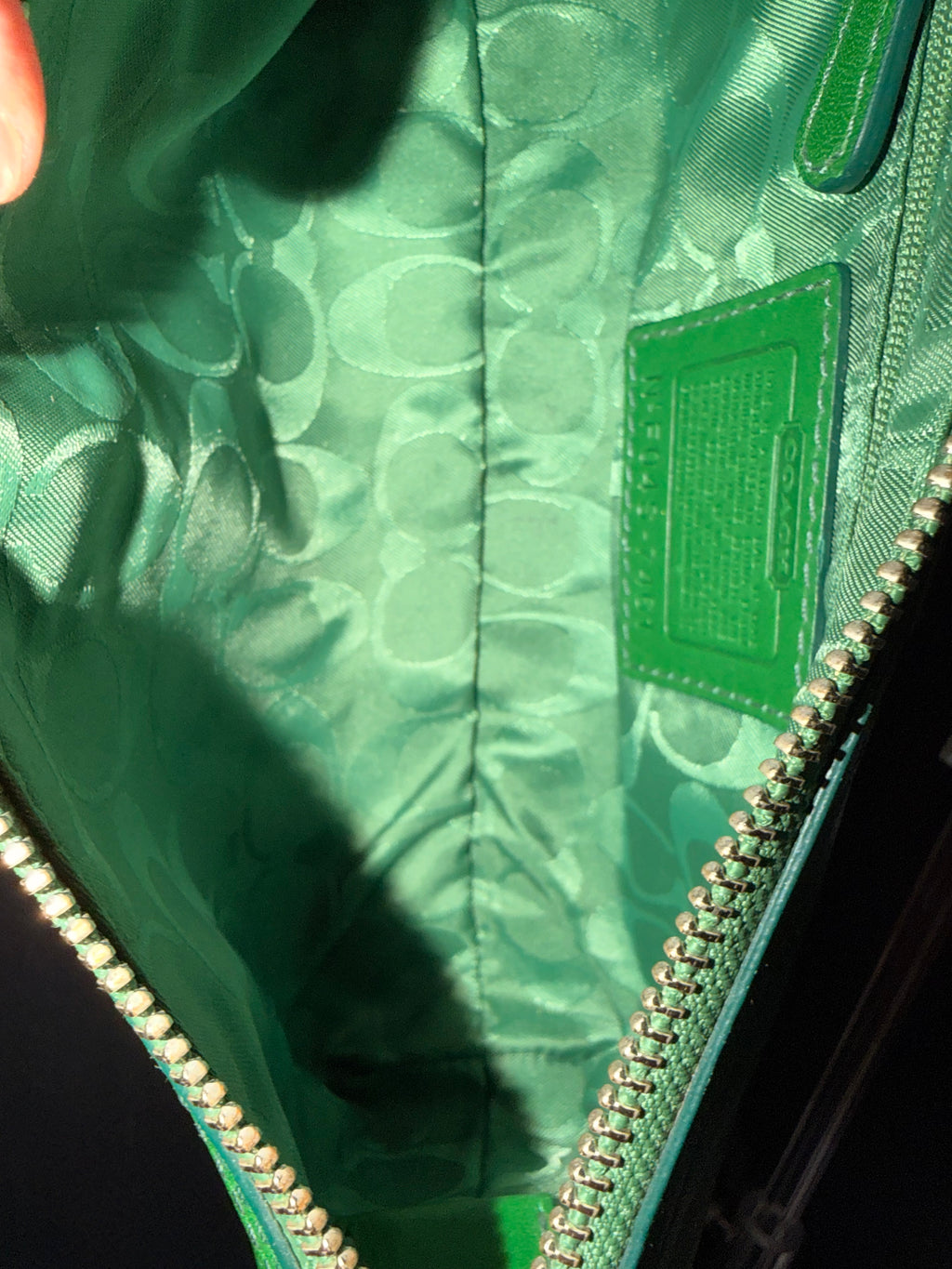 COACH 2004 Kelly Green Hamptons Soho Leather Demi Baguette *Rare